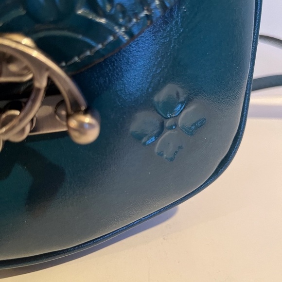 NWT Patricia Nash Leather Rocca Saddle Blue Coral Crossbody Bag - Picture 4 of 13